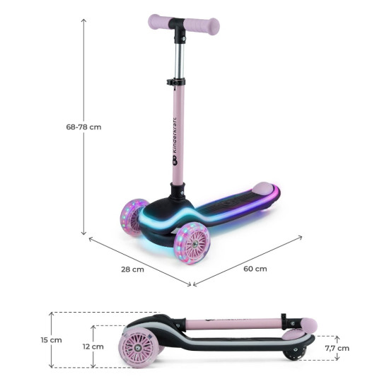 Kinderkraft Raket Πατίνι Τρίτροχο με LED Pink