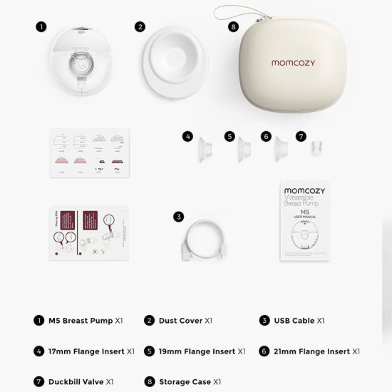 Momcozy M5 Hands Free Μονό Θήλαστρο Γκρι