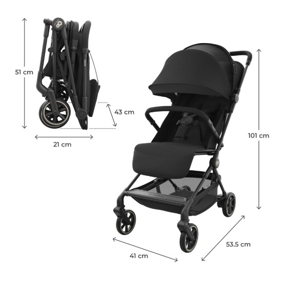 Kinderkraft Καρότσι περιπάτου NEBO(Cabin-size) Midnight Black