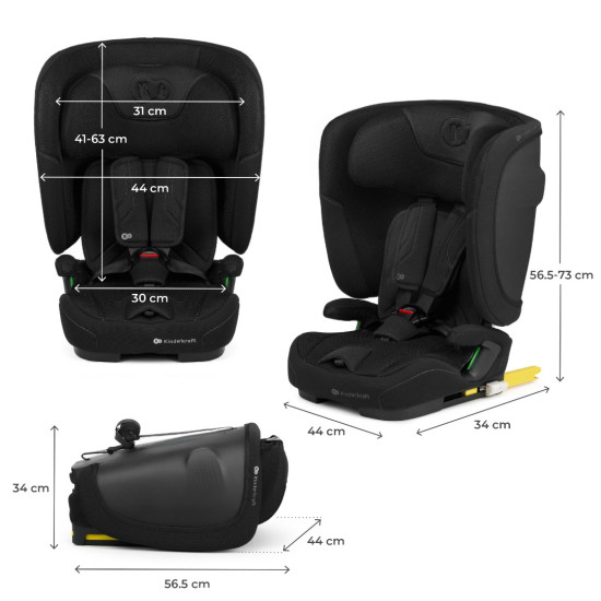 Kinderkraft Fix2Go Κάθισμα Αυτοκινήτου  i-Size 76-150cm (9-36kg) Black