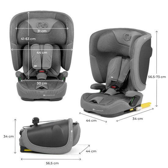 Kinderkraft Fix2Go Κάθισμα Αυτοκινήτου  i-Size 76-150cm (9-36kg) Grey
