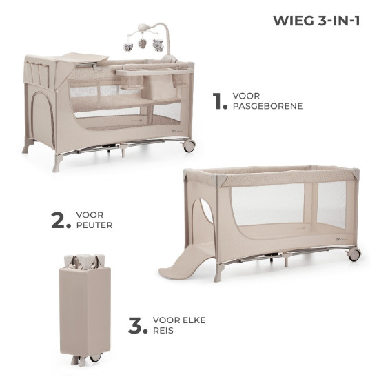 Kinderkraft Joy 2 Παρκοκρέβατο 2 επιπέδων 3in1 Beige