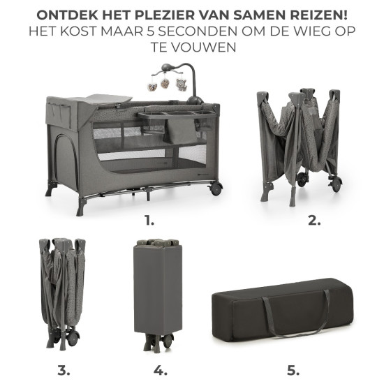 Kinderkraft Joy 2 Παρκοκρέβατο 2 επιπέδων 3in1 Dark Grey
