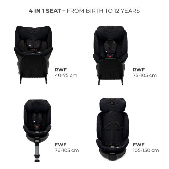 Kinderkraft XRider 2 Κάθισμα Αυτοκινήτου i-Size 40-150cm (0-36kg) Black