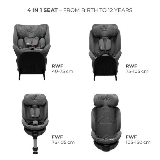 Kinderkraft XRider 2 Κάθισμα Αυτοκινήτου i-Size 40-150cm (0-36kg) Grey