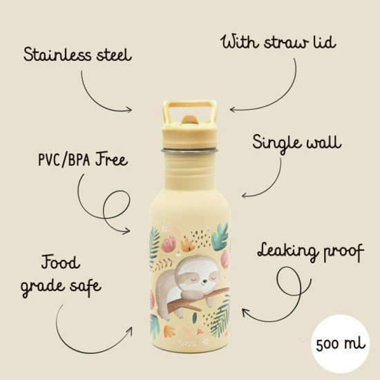 Sassi Μπουκάλι απο Ανοξείδωτο ατσάλι Gnawy the Sloth 500ml