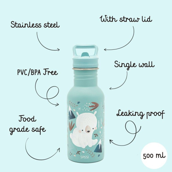 Sassi Μπουκάλι απο Ανοξείδωτο ατσάλι Munchy the Bear 500ml