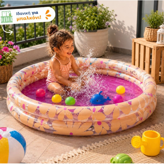 Swim Essentials Φουσκωτή Πισίνα 100cm Transparent Flowers