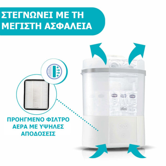 Chicco Ψηφιακός Αποστειρωτής & Στεγνωτήρας Μπιμπερό με Φίλτρο