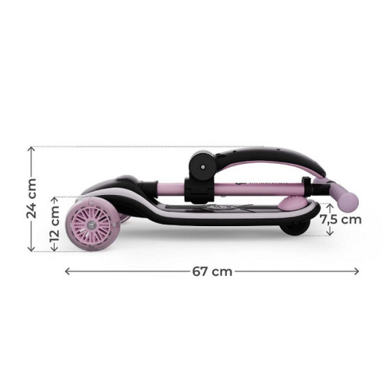 Kinderkraft Raket UP Πατίνι Τρίτροχο 2 σε 1 με LED Pink