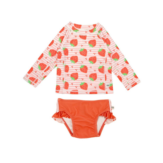 Zoocchini Σετ UV Μαγιό και Μπλούζα Strawberry