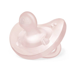 Chicco Πιπίλα Physio Soft Όλο Σιλικόνη με Θήκη 0-6Μ+, Ροζ