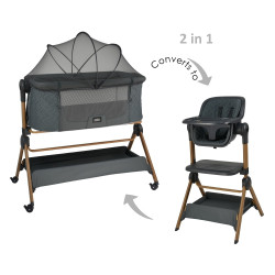 Bebe Stars Serenity 2in1 Λίκνο - Καρέκλα φαγητού Smoked Grey