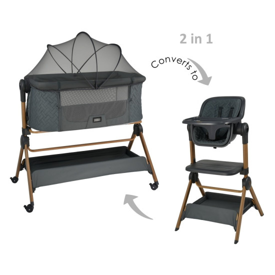 Bebe Stars Serenity 2in1 Λίκνο - Καρέκλα φαγητού Smoked Grey