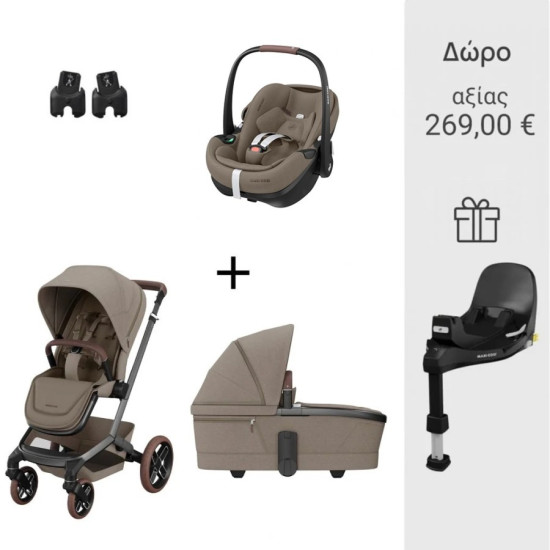 Maxi Cosi Καρότσι Fame Σετ 3in1 Twillic Truffle + Isofix Family Fix 360 Pro