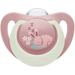 Nuk Ορθοδοντική Πιπίλα Σιλικόνης First Choice Night  0-6 μηνών Bunny