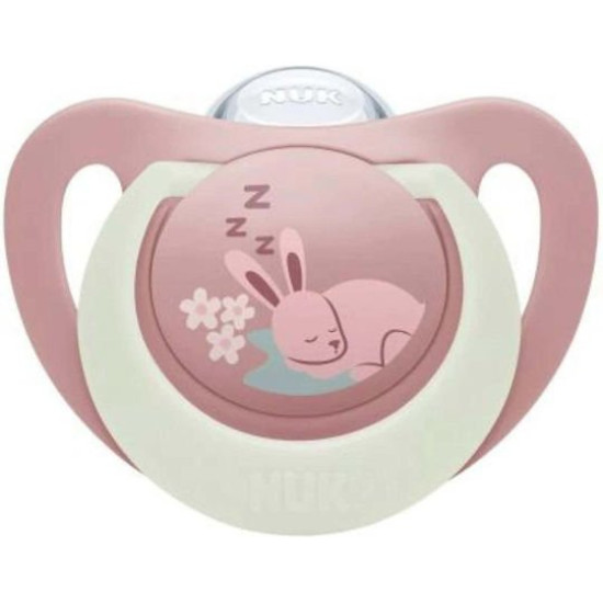 Nuk Ορθοδοντική Πιπίλα Σιλικόνης First Choice Night  0-6 μηνών Bunny