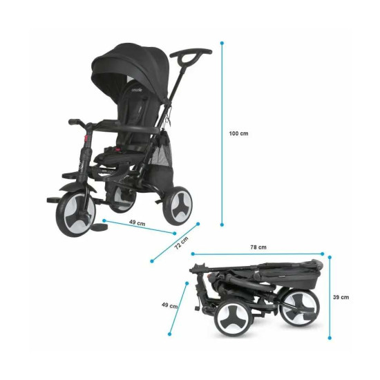Coccolle Spectra Plus Αναδιπλούμενο Τρίκυκλο Ποδήλατο Jet Black