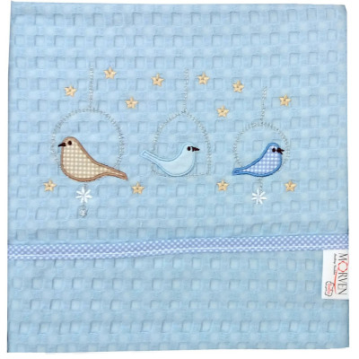 Κουβέρτα Πικέ Αγκαλιάς Little Birds Blue Morven Baby 80x110 Desing 526